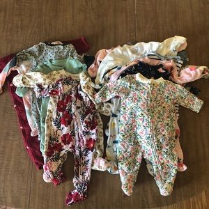 15 Pieces Lot Onesies Footed Pajamas Newborn & 0-3 Months